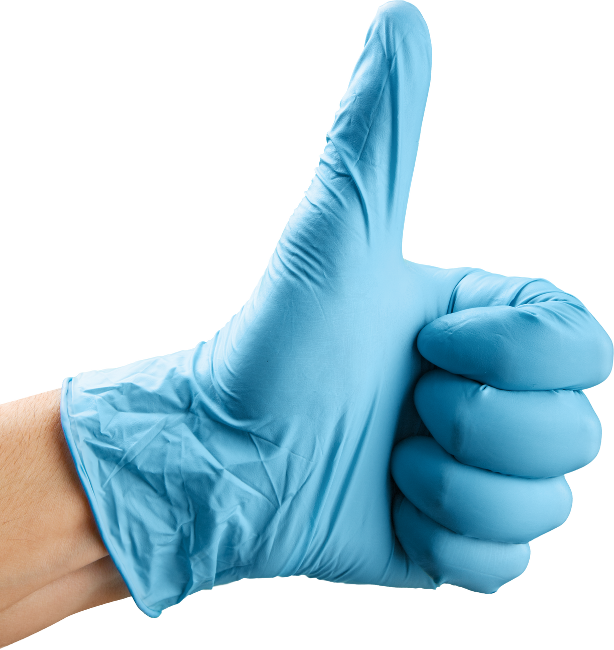 Blue Nitrile Medical Gloves on Doctor Hand